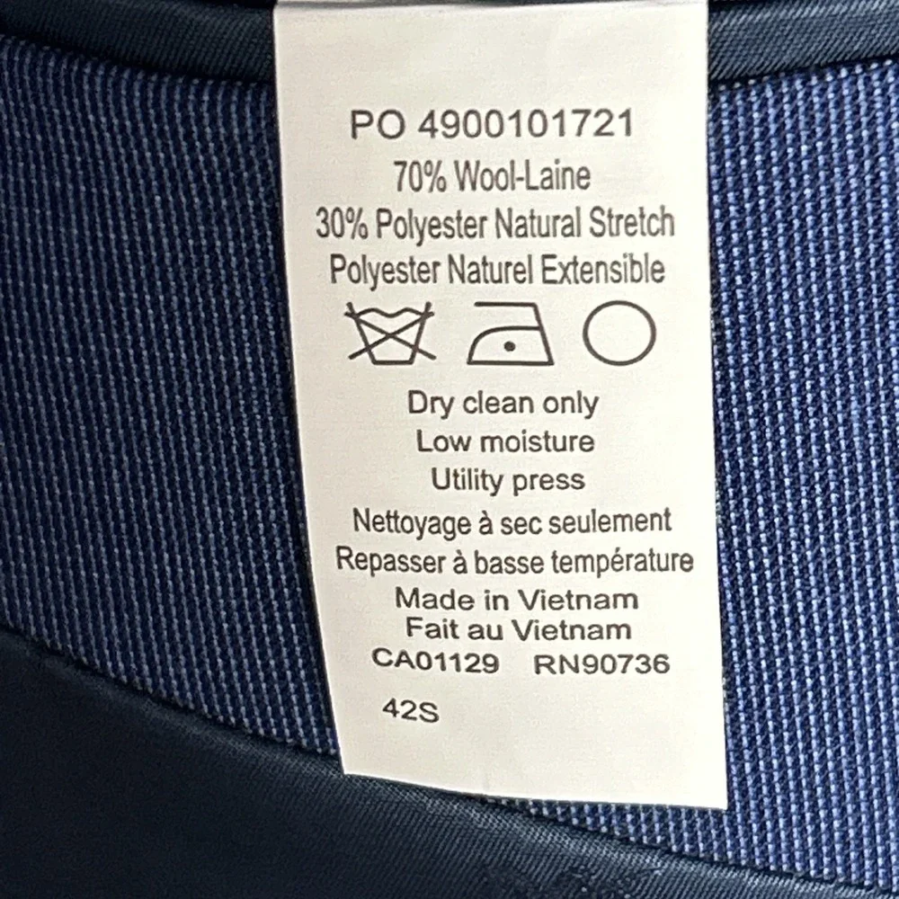 Michael Kors Mens Classic Fit Plaid Stretch Wool Blend Suit Blue 42S 36